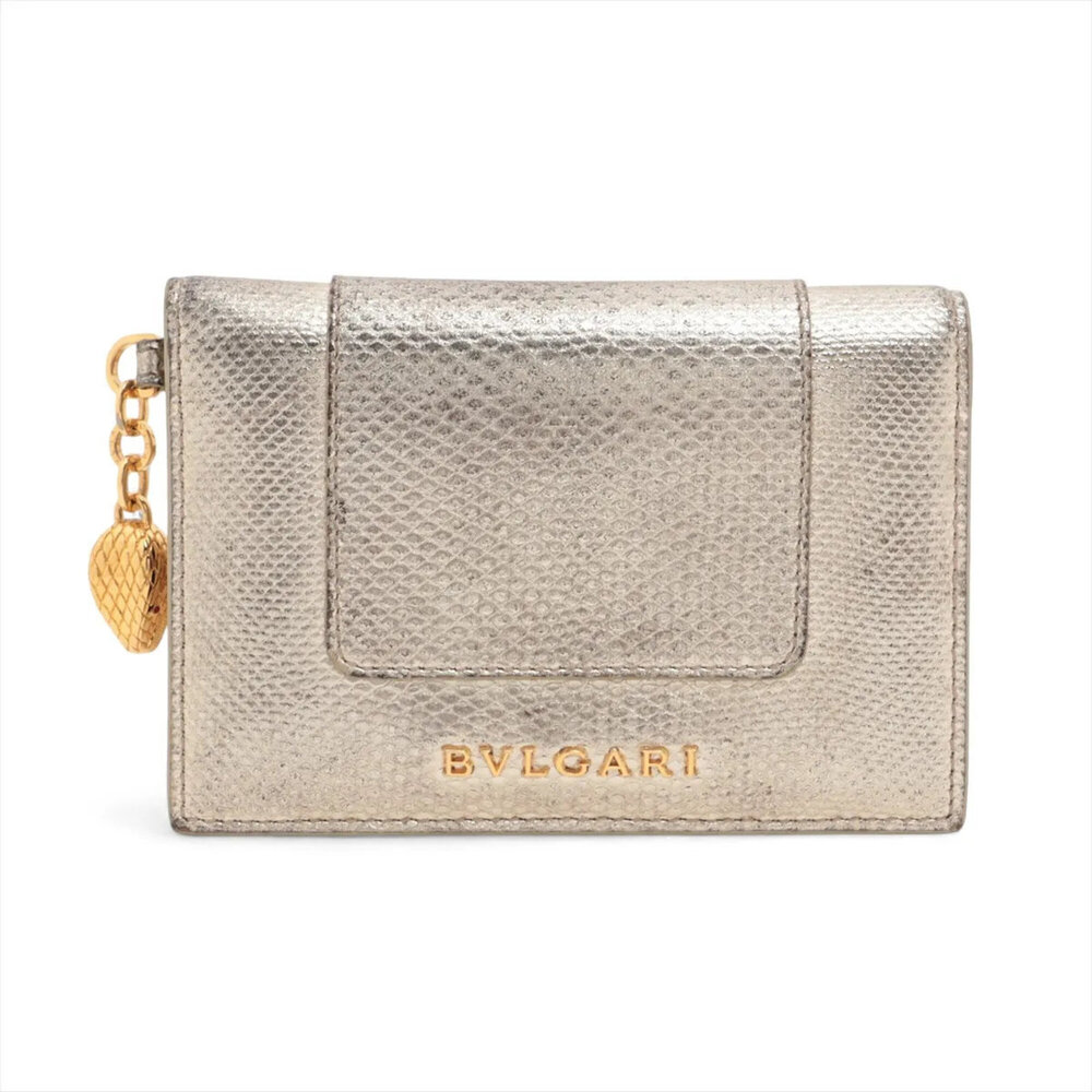 Bvlgari Serpenti Forever Leather Business Card Holder/Card Case, Bi-fold Hold...